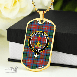 ScottishPlaid Rattray of Lude Ancient Clan Tartan Dog Tag Necklace - Crest Classic Scottish Plaid Tartan Plaid