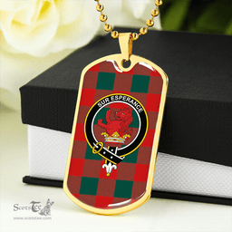 ScottishPlaid Moncrieffe Modern Clan Tartan Dog Tag Necklace - Crest Classic Scottish Plaid Tartan Plaid