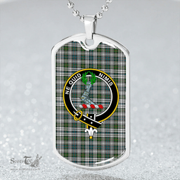 ScottishPlaid MacKinlay Dress Ancient Clan Tartan Dog Tag Necklace - Crest Classic Scottish Plaid Tartan Plaid