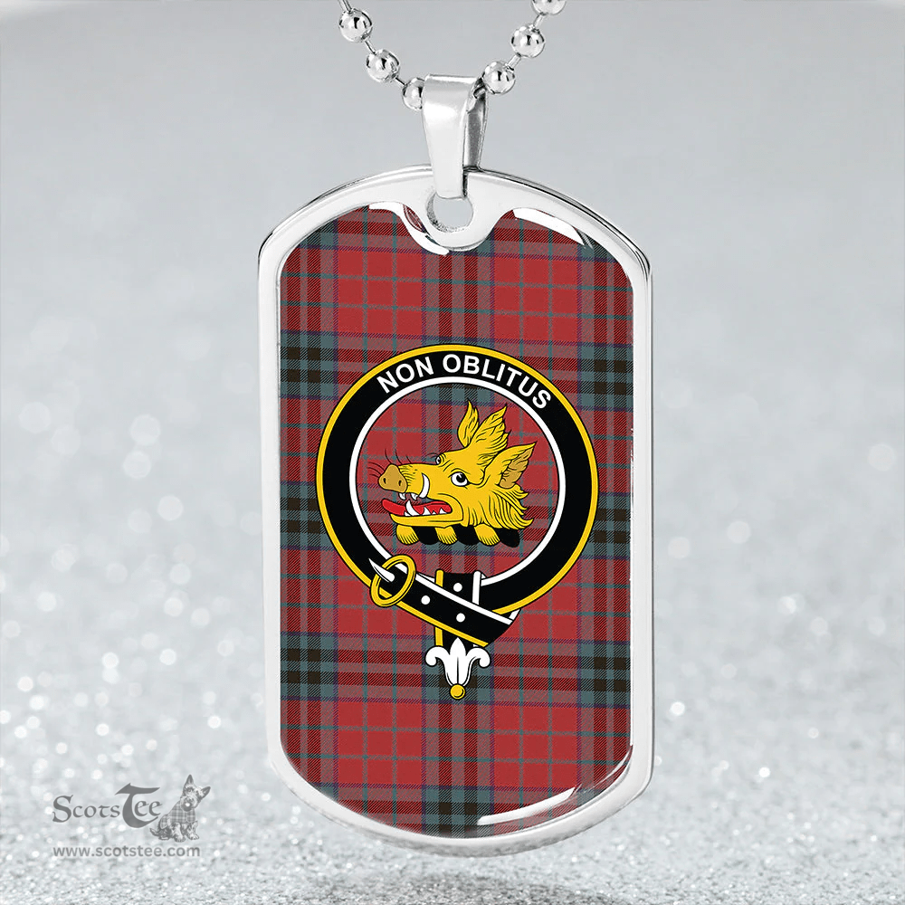 ScottishPlaid MacTavish 1850 Variant (Smiths) Weathered Clan Tartan Dog Tag Necklace - Crest Classic Scottish Plaid Tartan Plaid
