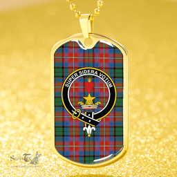 ScottishPlaid Rattray of Lude Ancient Clan Tartan Dog Tag Necklace - Crest Classic Scottish Plaid Tartan Plaid
