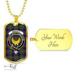Scottish Arnott Clan Tartan Dog Tag Necklace - Crest Classic Scottish Plaid Tartan Plaid