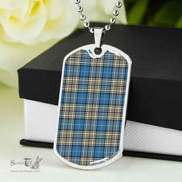 Scottish Napier Ancient Clan Tartan Dog Tag Necklace - Classic Scottish Plaid Tartan Plaid