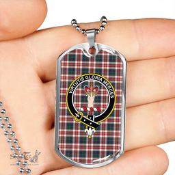 ScottishPlaid Robertson Dress #2 Modern Clan Tartan Dog Tag Necklace - Crest Classic Scottish Plaid Tartan Plaid