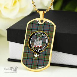 ScottishPlaid MacDonald of Clanranald (Donald of Clanranald) Ancient Clan Tartan Dog Tag Necklace - Crest Classic Scottish Plaid Tartan Plaid