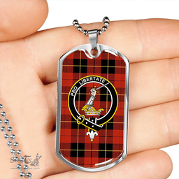 ScottishPlaid Wallace (Wallas) Ancient Clan Tartan Dog Tag Necklace - Crest Classic Scottish Plaid Tartan Plaid