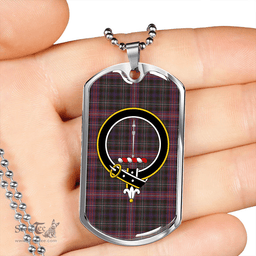 ScottishPlaid Rankin / Rankine Weathered Clan Tartan Dog Tag Necklace - Crest Classic Scottish Plaid Tartan Plaid
