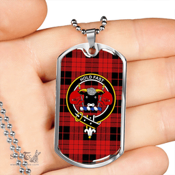 ScottishPlaid MacLeod Black and Red Modern Clan Tartan Dog Tag Necklace - Crest Classic Scottish Plaid Tartan Plaid