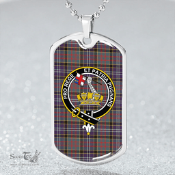 ScottishPlaid Paisley Drennan (Drennan Drennan) Weathered Clan Tartan Dog Tag Necklace - Crest Classic Scottish Plaid Tartan Plaid