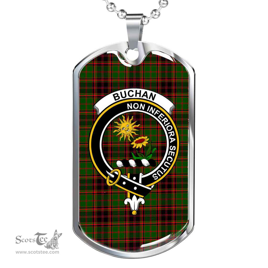 Scottish Buchan Clan Tartan Dog Tag Necklace - Crest Classic Scottish Plaid Tartan Plaid