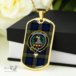 ScottishPlaid MacLaren of Broich Modern Clan Tartan Dog Tag Necklace - Crest Classic Scottish Plaid Tartan Plaid