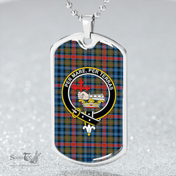 ScottishPlaid MacDonald of P.E. Island (Donald of P.E. Island) Ancient Clan Tartan Dog Tag Necklace - Crest Classic Scottish Plaid Tartan Plaid