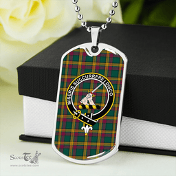 ScottishPlaid MacMillan Ancient (Clans Originaux) Modern Clan Tartan Dog Tag Necklace - Crest Classic Scottish Plaid Tartan Plaid