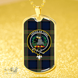 ScottishPlaid MacLaren of Broich Modern Clan Tartan Dog Tag Necklace - Crest Classic Scottish Plaid Tartan Plaid