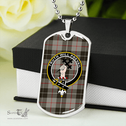 ScottishPlaid Thomson Grey #2 (Thompson Grey #2) Weathered Clan Tartan Dog Tag Necklace - Crest Classic Scottish Plaid Tartan Plaid