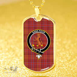 ScottishPlaid Sutherland of Duffus #2 Ancient Clan Tartan Dog Tag Necklace - Crest Classic Scottish Plaid Tartan Plaid