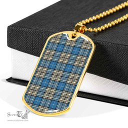 Scottish Napier Ancient Clan Tartan Dog Tag Necklace - Classic Scottish Plaid Tartan Plaid