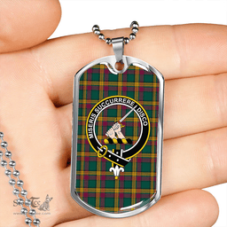 ScottishPlaid MacMillan Ancient (Clans Originaux) Modern Clan Tartan Dog Tag Necklace - Crest Classic Scottish Plaid Tartan Plaid