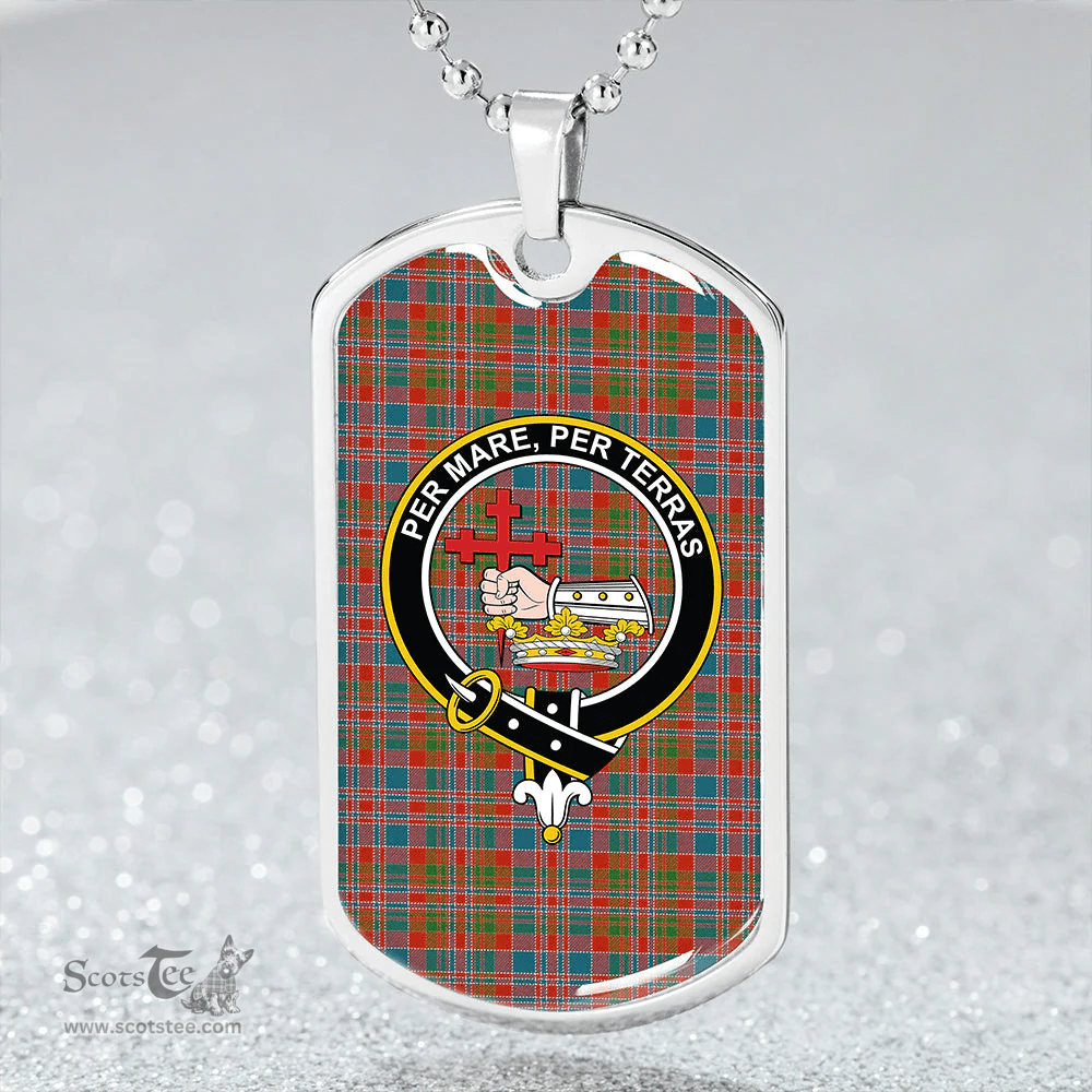 ScottishPlaid MacDonald of Boisdale (Donald Boisdale) Ancient Clan Tartan Dog Tag Necklace - Crest Classic Scottish Plaid Tartan Plaid