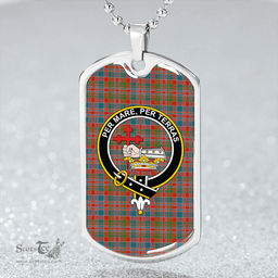 ScottishPlaid MacDonald of Boisdale (Donald Boisdale) Ancient Clan Tartan Dog Tag Necklace - Crest Classic Scottish Plaid Tartan Plaid