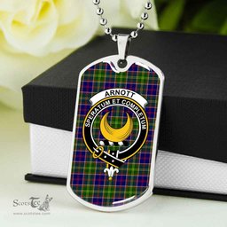 Scottish Arnott Clan Tartan Dog Tag Necklace - Crest Classic Scottish Plaid Tartan Plaid