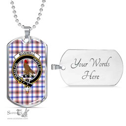 Scottish Boswell Clan Tartan Dog Tag Necklace - Crest Classic Scottish Plaid Tartan Plaid