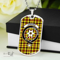 Scottish Jardine Clan Tartan Dog Tag Necklace - Crest Classic Scottish Plaid Tartan Plaid