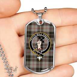 ScottishPlaid Thomson Grey #2 (Thompson Grey #2) Weathered Clan Tartan Dog Tag Necklace - Crest Classic Scottish Plaid Tartan Plaid