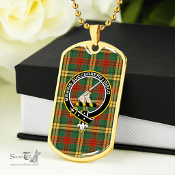ScottishPlaid MacMillan 1946 Ancient Clan Tartan Dog Tag Necklace - Crest Classic Scottish Plaid Tartan Plaid