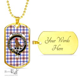 Scottish Boswell Clan Tartan Dog Tag Necklace - Crest Classic Scottish Plaid Tartan Plaid