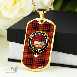 ScottishPlaid MacDonald of Ardnamurchan (Donald of Ardnamurchan) Ancient Clan Tartan Dog Tag Necklace - Crest Classic Scottish Plaid Tartan Plaid