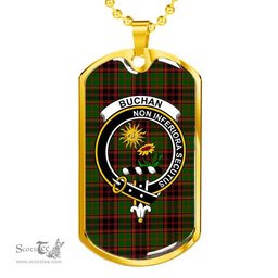 Scottish Buchan Clan Tartan Dog Tag Necklace - Crest Classic Scottish Plaid Tartan Plaid