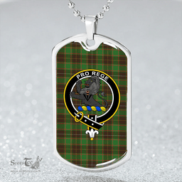 ScottishPlaid MacFie Hunting (MacPhee Hunting) Ancient Clan Tartan Dog Tag Necklace - Crest Classic Scottish Plaid Tartan Plaid