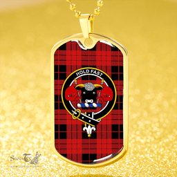 ScottishPlaid MacLeod Black and Red Modern Clan Tartan Dog Tag Necklace - Crest Classic Scottish Plaid Tartan Plaid