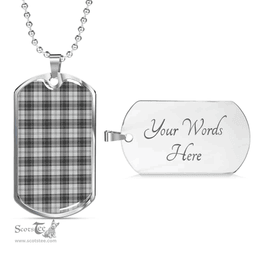 Scottish Douglas Grey Modern Clan Tartan Dog Tag Necklace - Classic Scottish Plaid Tartan Plaid