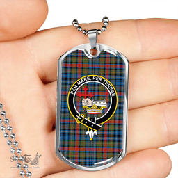 ScottishPlaid MacDonald of P.E. Island (Donald of P.E. Island) Ancient Clan Tartan Dog Tag Necklace - Crest Classic Scottish Plaid Tartan Plaid