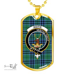 Scottish Keith Clan Tartan Dog Tag Necklace - Crest Classic Scottish Plaid Tartan Plaid