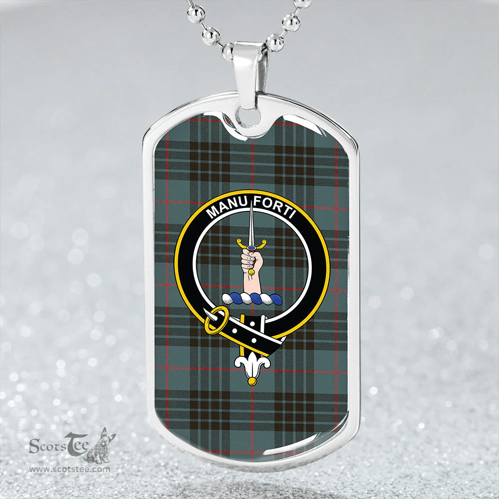 ScottishPlaid MacKay Blue (Vestiarium Scoticum) Weathered Clan Tartan Dog Tag Necklace - Crest Classic Scottish Plaid Tartan Plaid