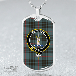 ScottishPlaid MacKay Blue (Vestiarium Scoticum) Weathered Clan Tartan Dog Tag Necklace - Crest Classic Scottish Plaid Tartan Plaid