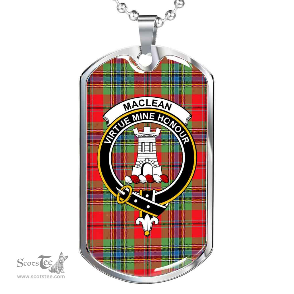Scottish MacLean Clan Tartan Dog Tag Necklace - Crest Classic Scottish Plaid Tartan Plaid