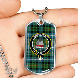 ScottishPlaid MacNeil of Barra (MacNeil/MacNeill) Ancient Clan Tartan Dog Tag Necklace - Crest Classic Scottish Plaid Tartan Plaid