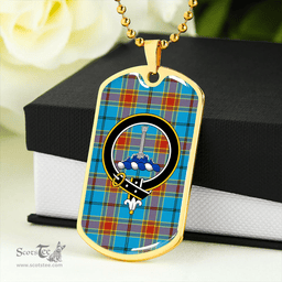 ScottishPlaid Traill (Trayle) Weathered Clan Tartan Dog Tag Necklace - Crest Classic Scottish Plaid Tartan Plaid