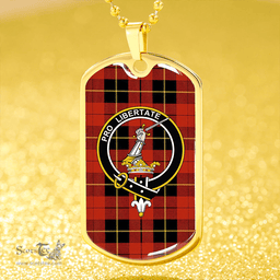 ScottishPlaid Wallace (Wallas) Ancient Clan Tartan Dog Tag Necklace - Crest Classic Scottish Plaid Tartan Plaid