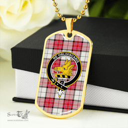 ScottishPlaid MacKellar Dress Red Clan Tartan Dog Tag Necklace - Crest Classic Scottish Plaid Tartan Plaid