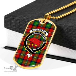 Scottish Fullerton Clan Tartan Dog Tag Necklace - Crest Classic Scottish Plaid Tartan Plaid