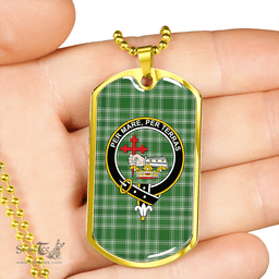 ScottishPlaid MacDonald Hunting (Donald Hunting) Ancient Clan Tartan Dog Tag Necklace - Crest Classic Scottish Plaid Tartan Plaid