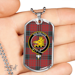 ScottishPlaid MacTavish 1850 Variant (Smiths) Weathered Clan Tartan Dog Tag Necklace - Crest Classic Scottish Plaid Tartan Plaid