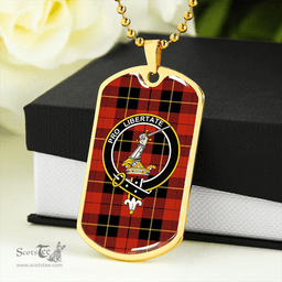 ScottishPlaid Wallace (Wallas) Ancient Clan Tartan Dog Tag Necklace - Crest Classic Scottish Plaid Tartan Plaid