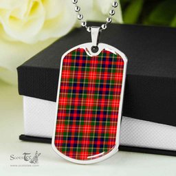 Scottish Christie Clan Tartan Dog Tag Necklace - Classic Scottish Plaid Tartan Plaid