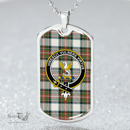 ScottishPlaid Stewart Dress Ancient Clan Tartan Dog Tag Necklace - Crest Classic Scottish Plaid Tartan Plaid